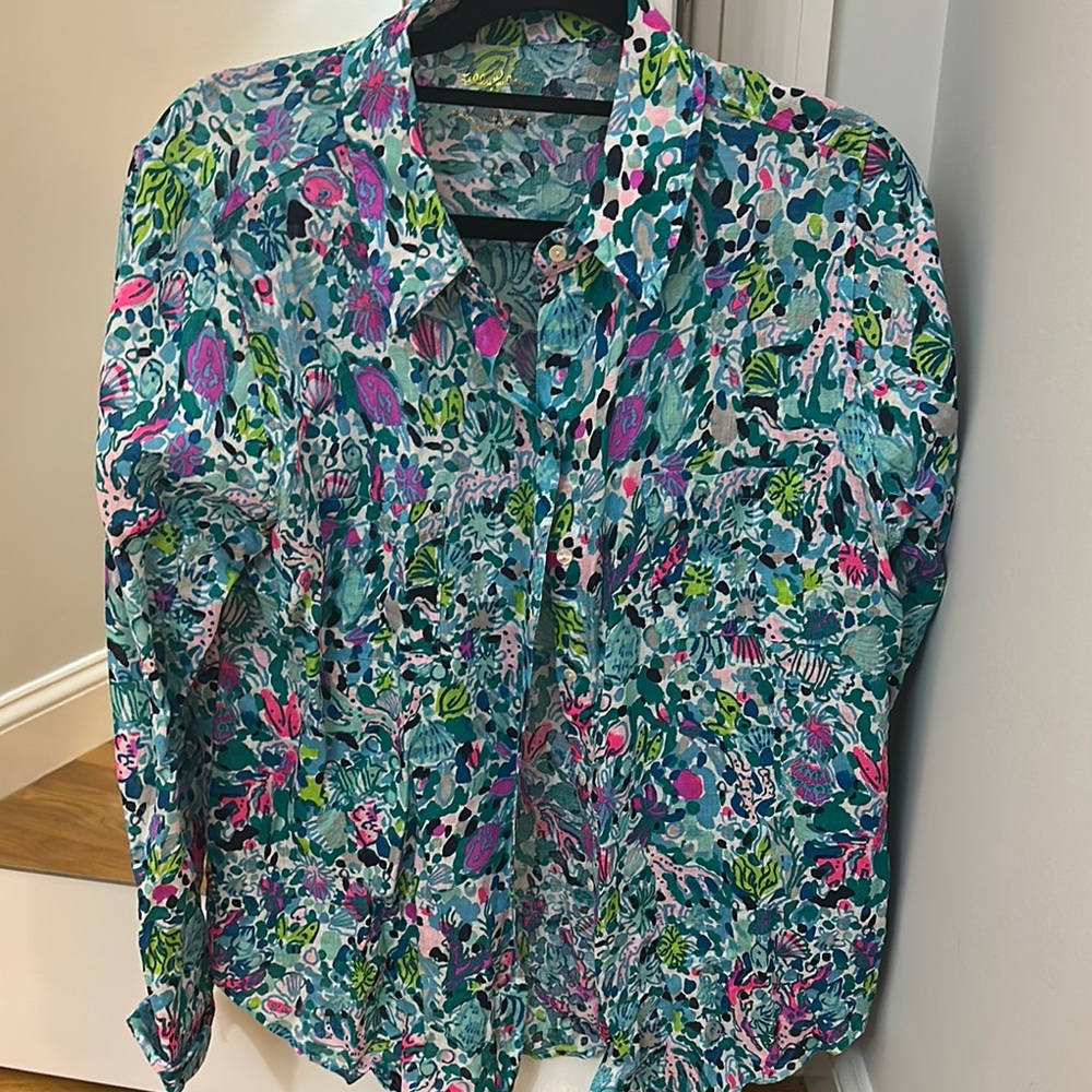 Bright colored Lilly Pulitzer Line Button-Up Shirt